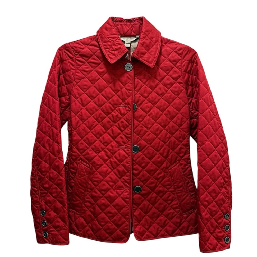 NWT Burberry Brit Quilted Jacket in Red